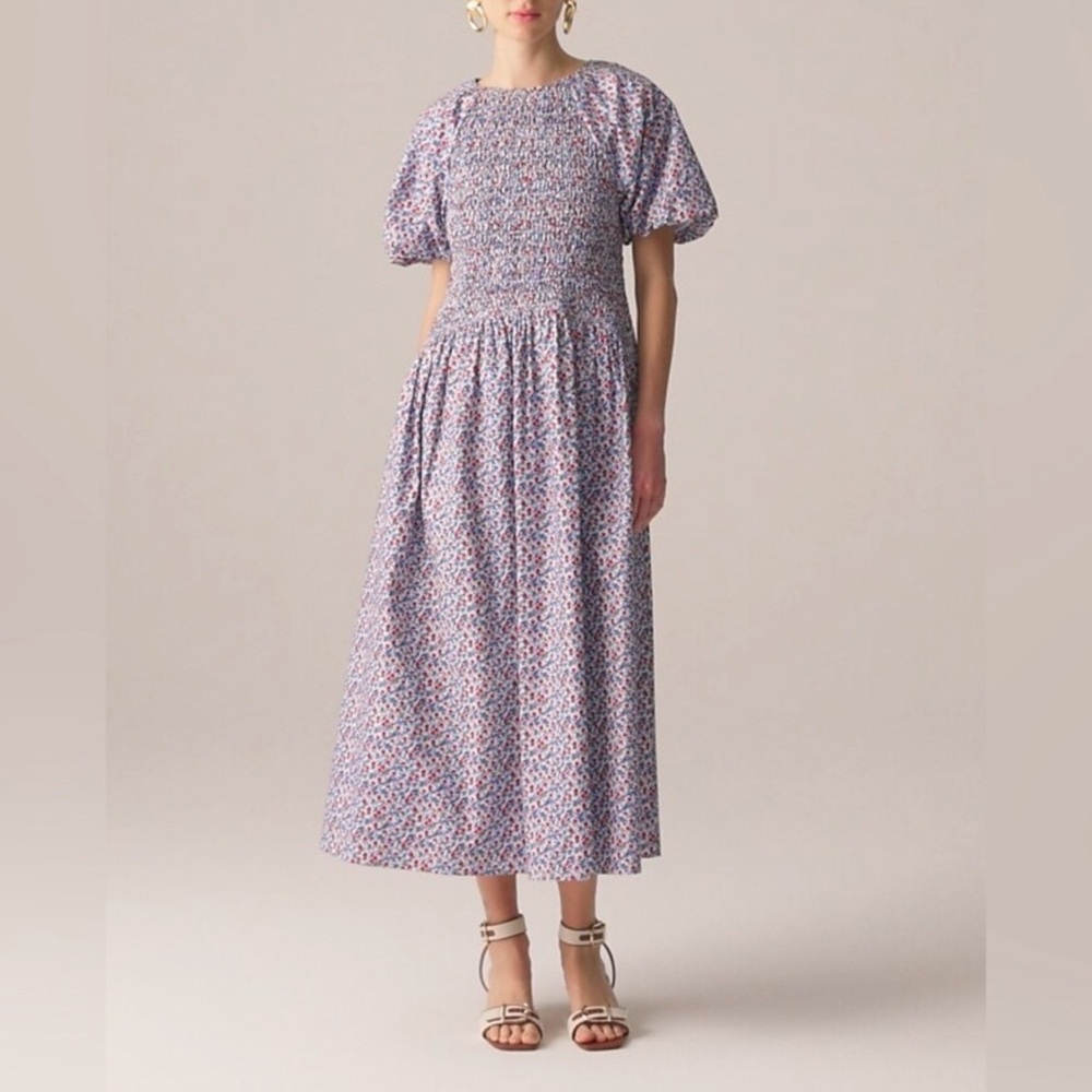NEW J Crew Meadow Midi Dress in Poppy Floral Print Women's Size Medium